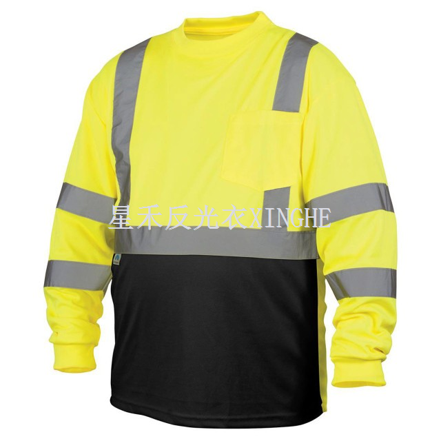 Hi-Viz musta põhjaga pikkade varrukatega T-särk
