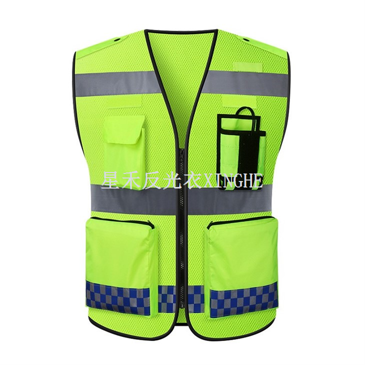 Oranž 2. klassi hästi nähtav turvavest 10 taskuga