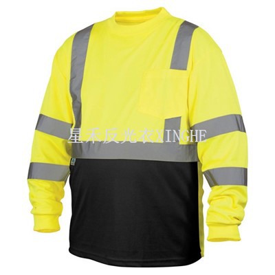 Hi-Viz musta põhjaga pikkade varrukatega T-särk